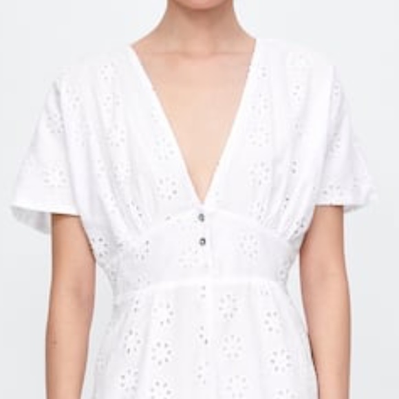 ZARA XS OPENWORK EMBROIDERY JUMPSUIT White - Picture 2 of 2